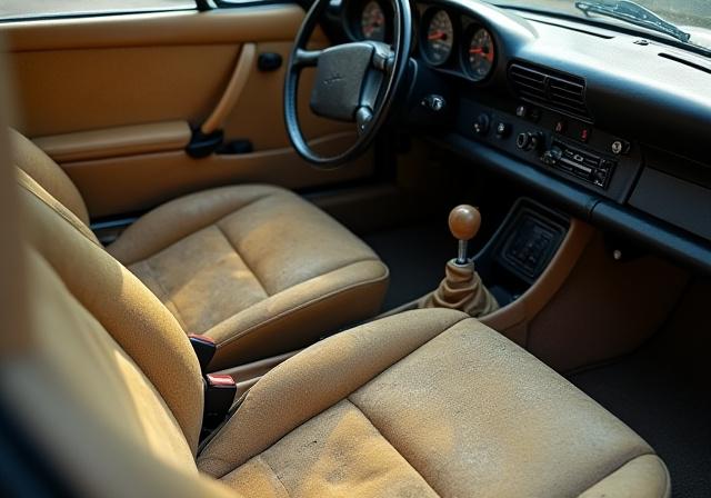 Interni in pelle sporchi prima del trattamento